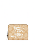 Coach Small Zip Around Wallet In Signature Canvas With Rexy By Guang Yu