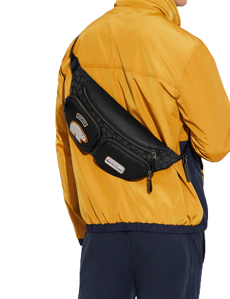 Coach Sprint Belt Bag In Signature Jacquard With Ski Patches