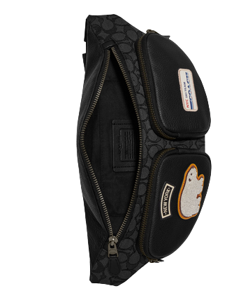 Coach Sprint Belt Bag In Signature Jacquard With Ski Patches