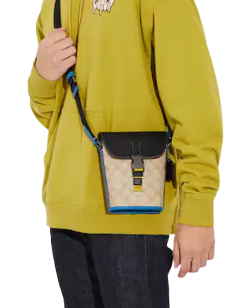 Coach Track Small Flap Crossbody In Colorblock Signature Canvas