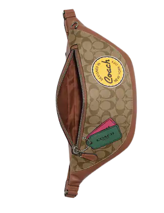 Coach Warren Belt Bag In Signature Canvas With Trompe L'oeil Print