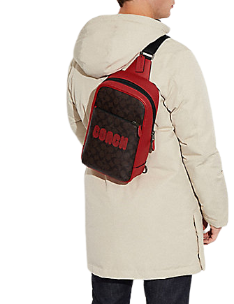 Coach Westway Pack In Colorblock Signature Canvas With Coach Patch