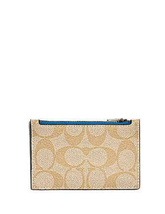 Coach Zip Card Case In Signature Canvas