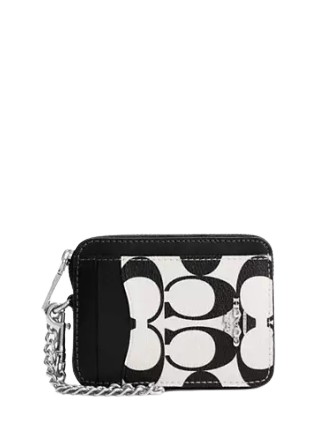 Coach Zip Card Case In Signature Canvas