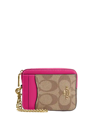 Coach Zip Card Case In Signature Canvas