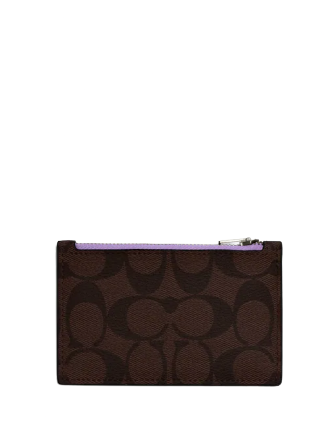 Coach Zip Card Case In Signature Canvas