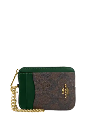 Coach Zip Card Case In Signature Canvas