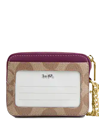 Coach Zip Card Case In Signature Canvas