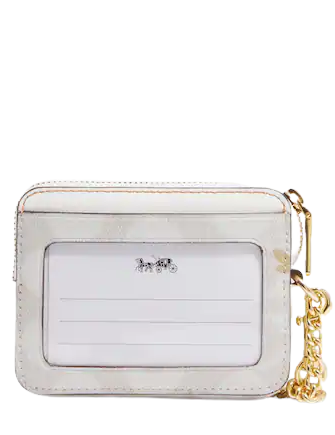 Coach Zip Card Case In Signature Canvas With Bee Print