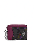 Coach Zip Card Case In Signature Canvas With Country Floral Print