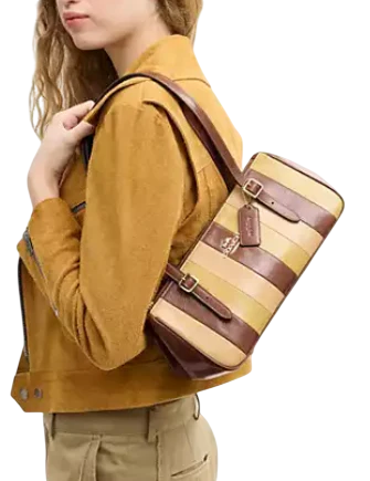 Coach Asher Shoulder Bag With Striped Patchwork