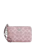 Coach Boxed Corner Zip Wristlet In Signature Canvas With Charms