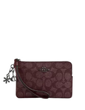 Coach Boxed Corner Zip Wristlet In Signature Canvas With Charms