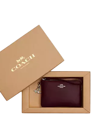 Coach Boxed Corner Zip Wristlet With Charms