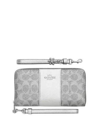 Coach Boxed Long Zip Around Wallet In Signature Canvas