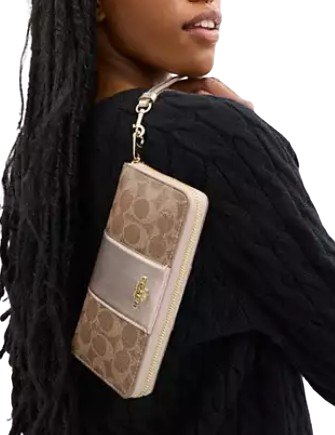 Coach Boxed Long Zip Around Wallet In Signature Canvas