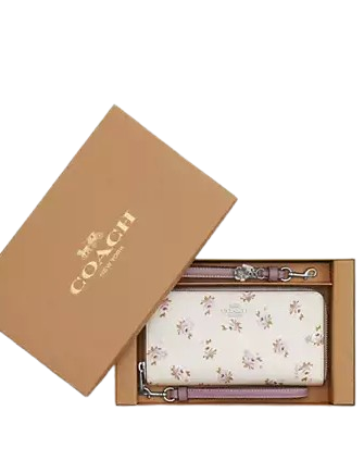 Coach Boxed Long Zip Around Wallet With Floral Print