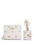 Coach Boxed Snap Wallet And Picture Frame Bag Charm With Star Print  Chalk