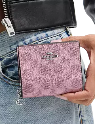 Coach Boxed Snap Wallet And Picture Frame Charm In Signature Canvas