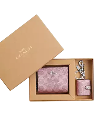 Coach Boxed Snap Wallet And Picture Frame Charm In Signature Canvas