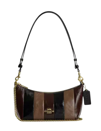 Coach Caitlin Shoulder Bag With Striped Patchwork