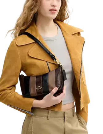 Coach Caitlin Shoulder Bag With Striped Patchwork