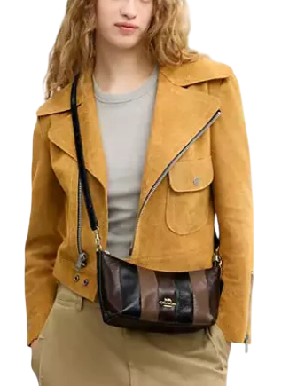 Coach Caitlin Shoulder Bag With Striped Patchwork