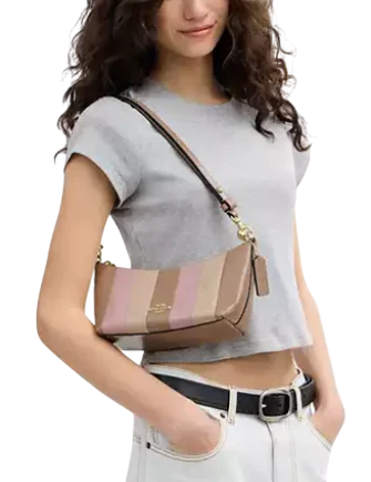 Coach Caitlin Shoulder Bag With Striped Patchwork