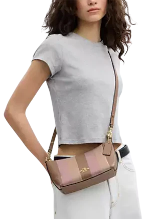 Coach Caitlin Shoulder Bag With Striped Patchwork