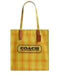 Coach Canvas Tote Bag With Plaid Print
