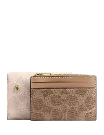 Coach Card Holder Wallet In Blocked Signature Canvas