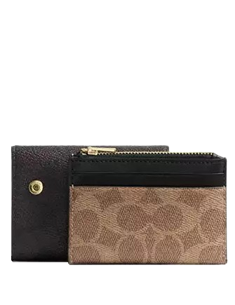 Coach Card Holder Wallet In Blocked Signature Canvas