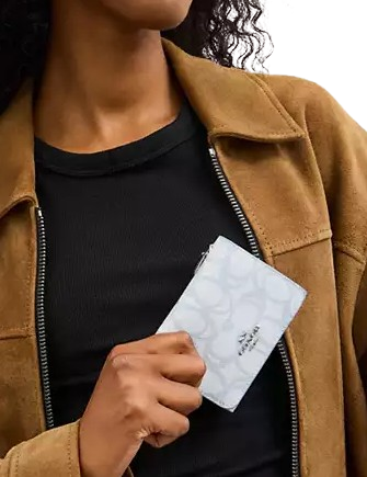 Coach Card Holder Wallet In Sketch Signature Canvas
