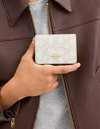 Coach Card Holder Wallet In Sketch Signature Canvas