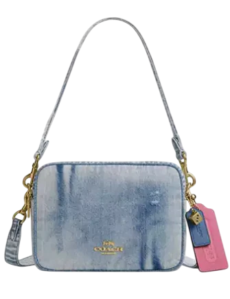 Coach Carey Crossbody Bag In Loved Denim With Charms