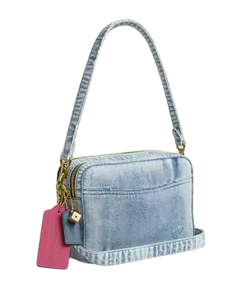Coach Carey Crossbody Bag In Loved Denim With Charms