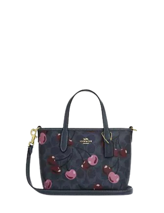 Coach City Mini Tote Bag In Signature Canvas With Cherry Print
