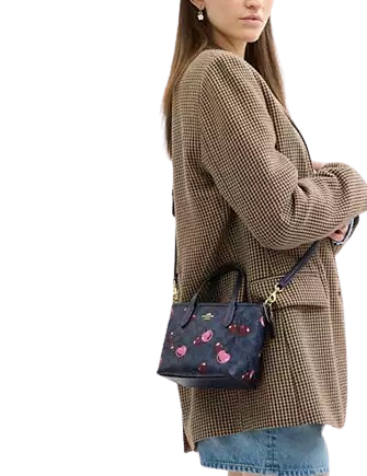 Coach City Mini Tote Bag In Signature Canvas With Cherry Print