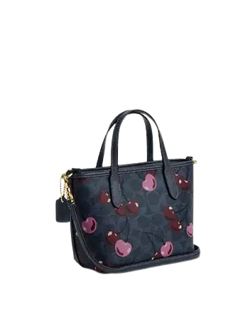 Coach City Mini Tote Bag In Signature Canvas With Cherry Print