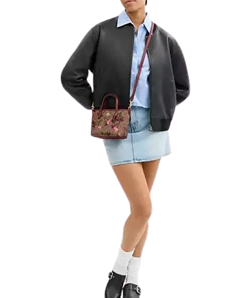 Coach City Mini Tote Bag In Signature Canvas With Cherry Print
