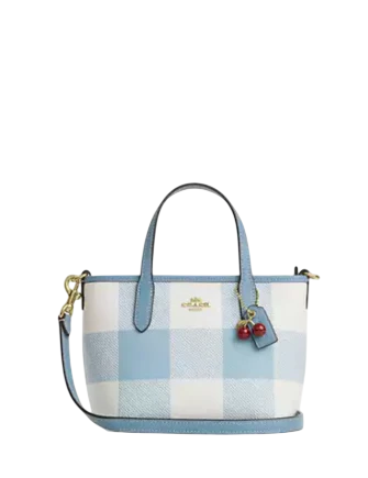 Coach City Mini Tote Bag With Gingham Print And Charm