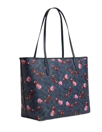 Coach City Tote Bag In Signature Canvas With Cherry Print