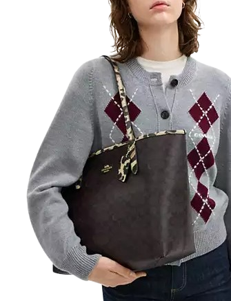 Coach City Tote Bag In Signature Canvas With Leopard Print