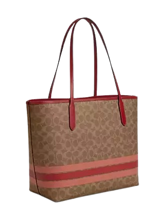 Coach City Tote Bag In Signature Canvas With Stripe