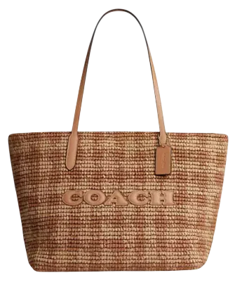 Coach City Tote Bag With Gingham Print
