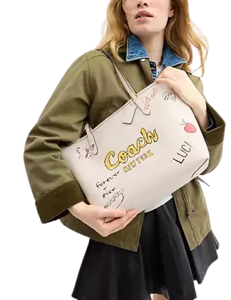 Coach City Tote Bag With Sketch Print