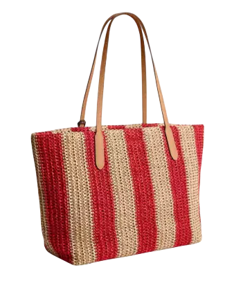 Coach City Tote Bag With Stripes And Charm