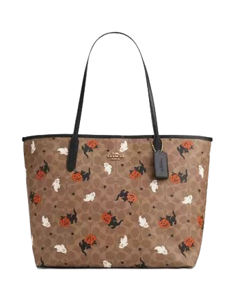 Coach City Tote In Signature Canvas With Halloween Print