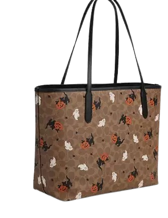 Coach City Tote In Signature Canvas With Halloween Print