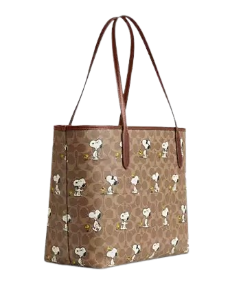 Coach Coach X Peanuts City Tote Bag In Signature Canvas With Snoopy Print